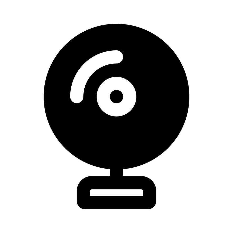 Webcam Icon Vector. Flat black symbol. Pictogram is isolated on a white background. Designed for web and software interfaces. vector