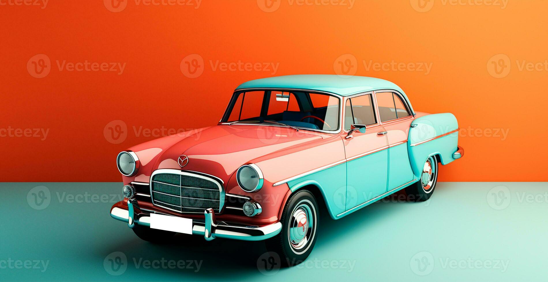 AI generated Retro car on isolated background - AI generated image photo