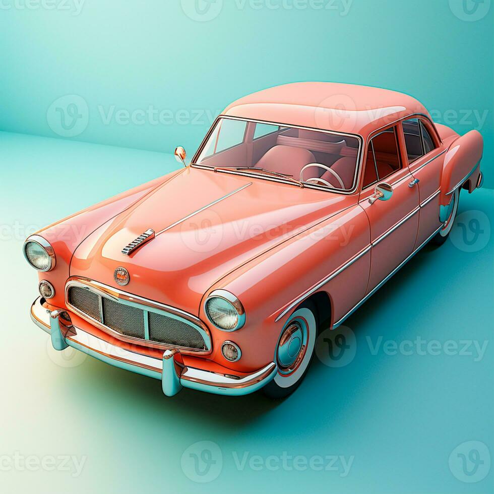 AI generated Retro car on isolated background - AI generated image photo