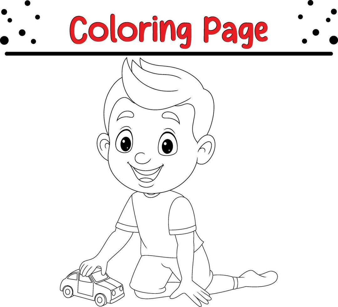 boy playing video game coloring page vector