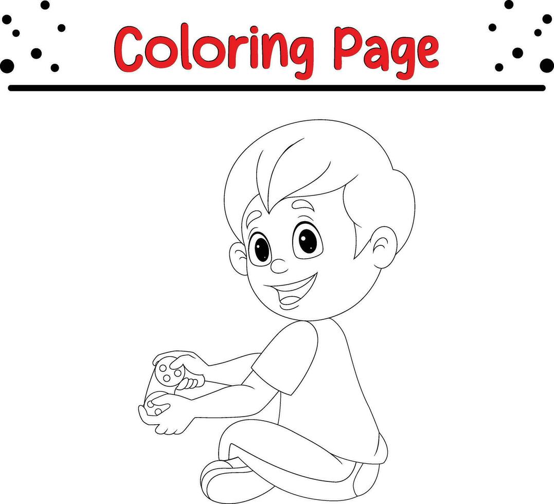 boy playing video game coloring page vector