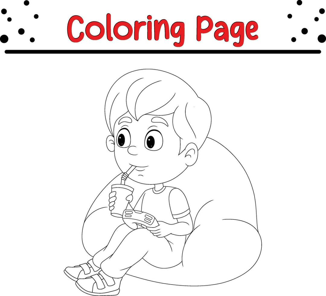 boy playing video game coloring page vector