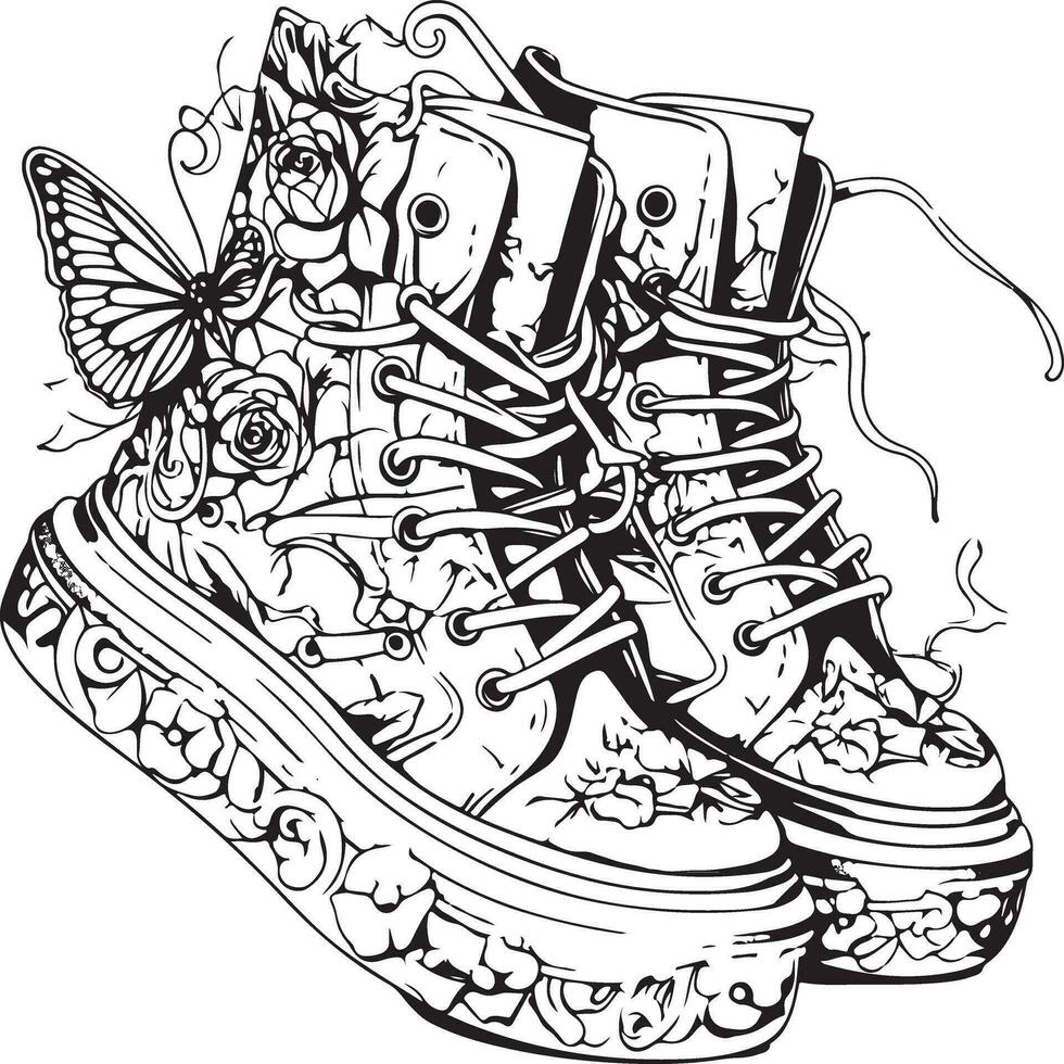 fairy shoes coloring page vector