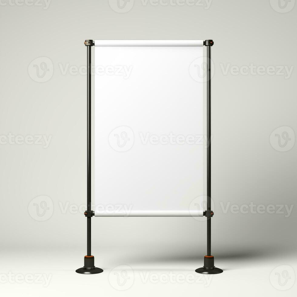AI generated Signboard Stand Rollup Advertisement Canvas Signpost Billboard Mockup photo
