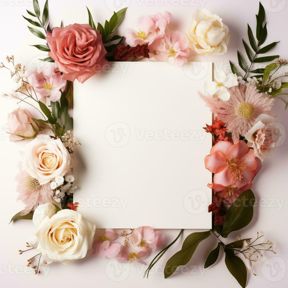 AI generated Wedding Event Party Floral Decoration Invitation Card photo