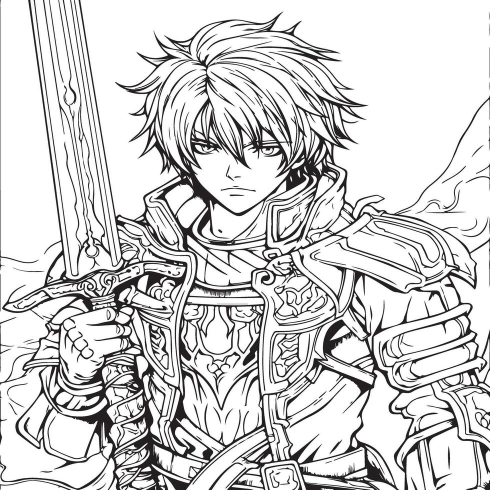 Manga hero coloring page 35133906 Vector Art at Vecteezy