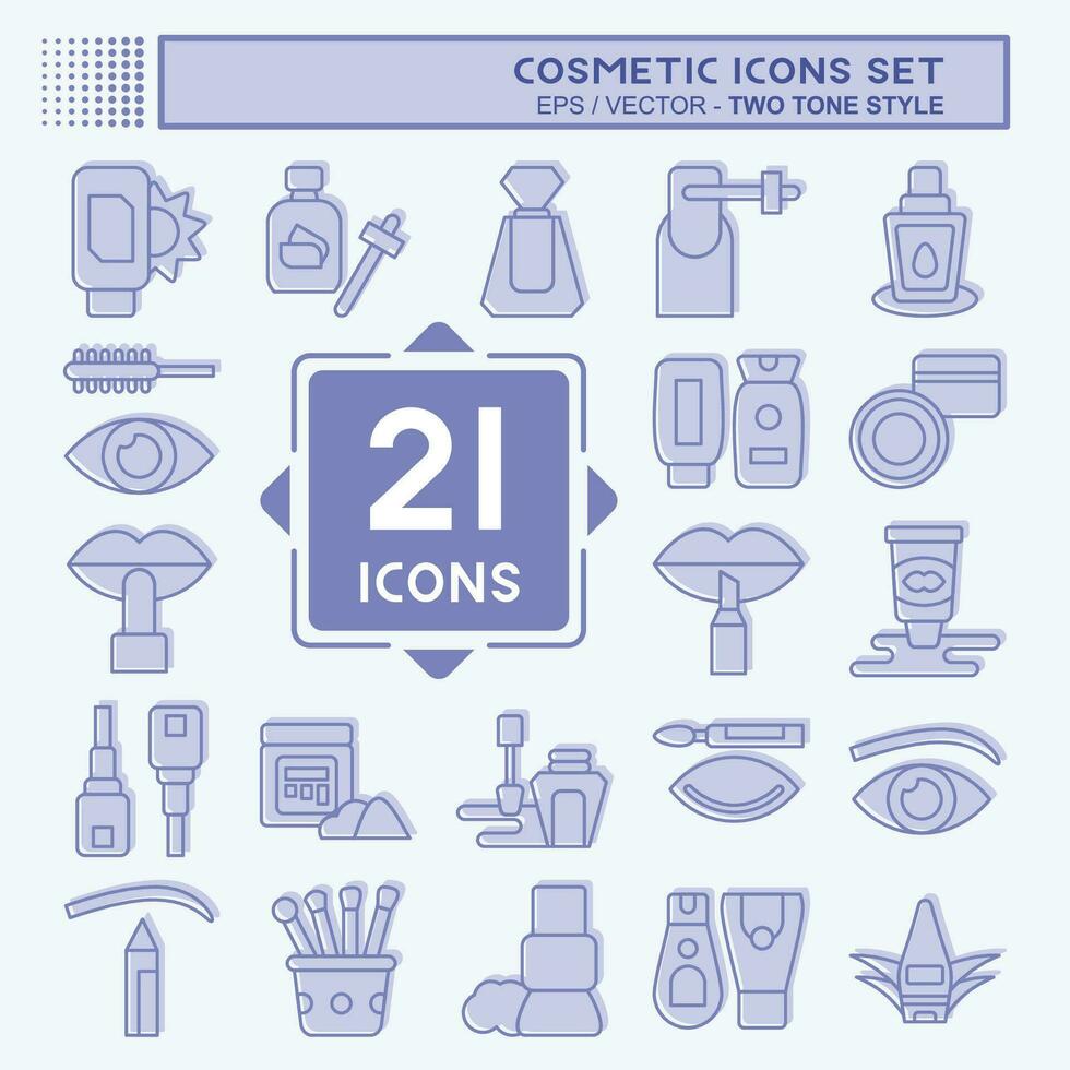 Icon Set Cosmetic. related to Beautiful symbol. two tone style. simple design editable. simple illustration vector