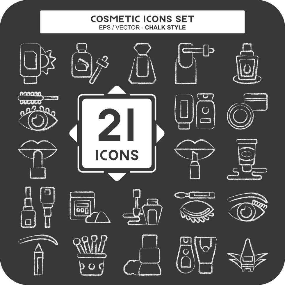 Icon Set Cosmetic. related to Beautiful symbol. chalk Style. simple design editable. simple illustration vector