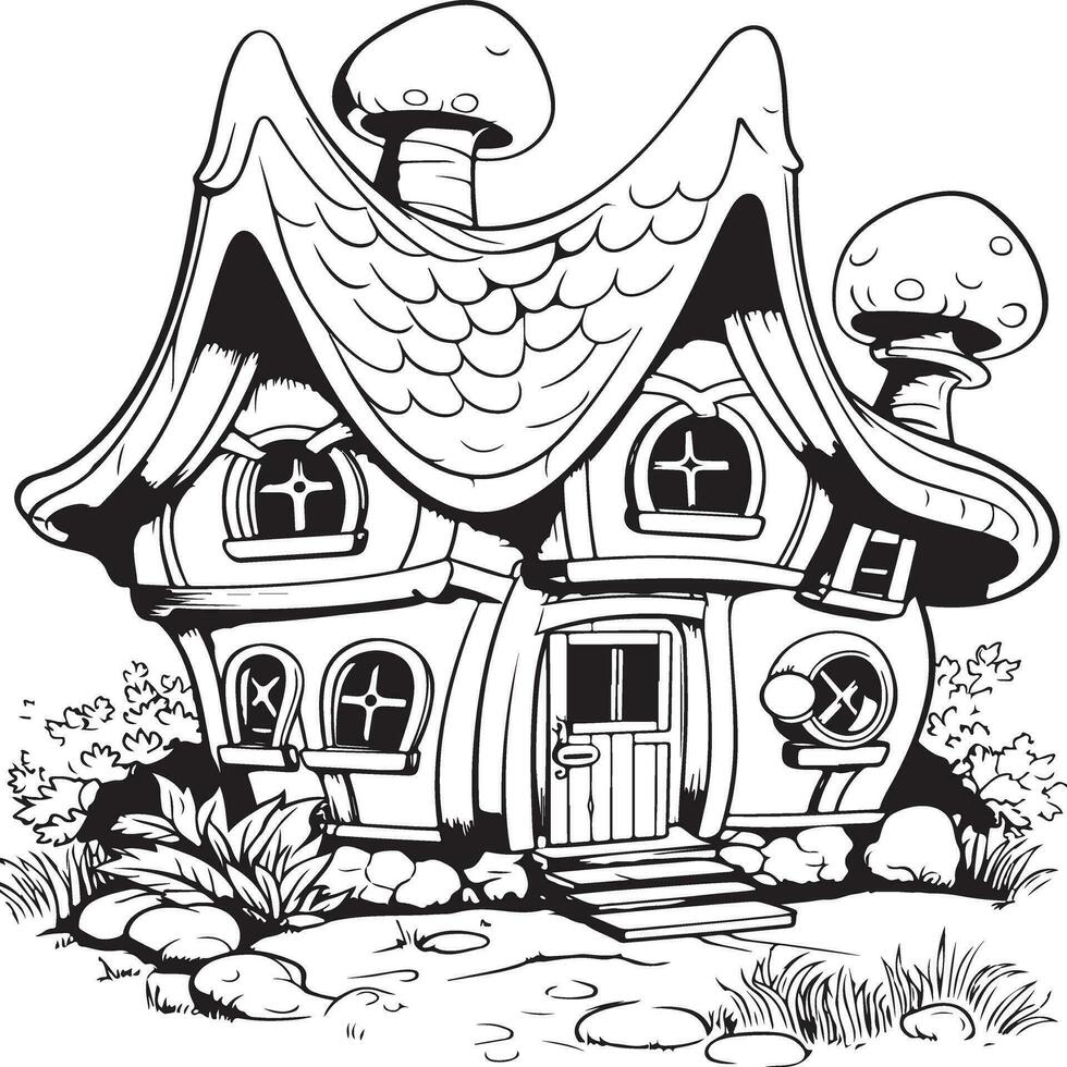 house in forest coloring page coloring page vector