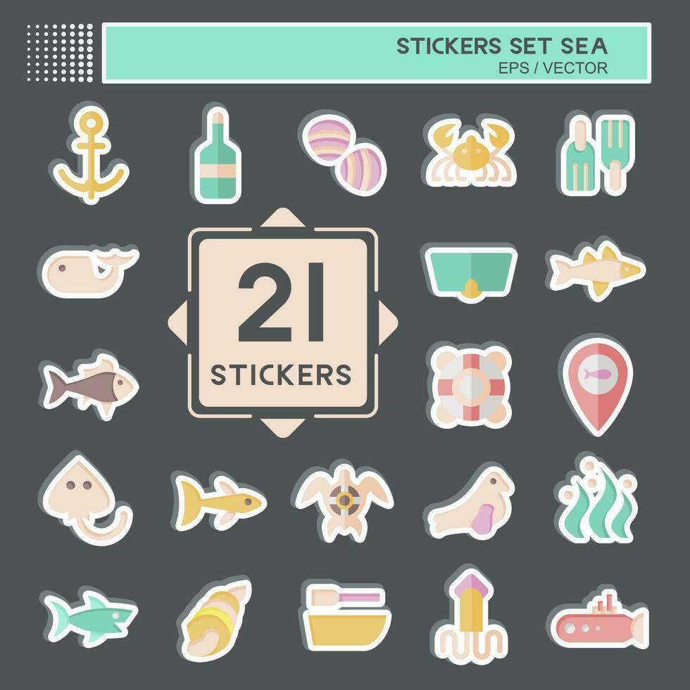 Sticker Set Sea. related to Education symbol. simple design editable. simple illustration vector