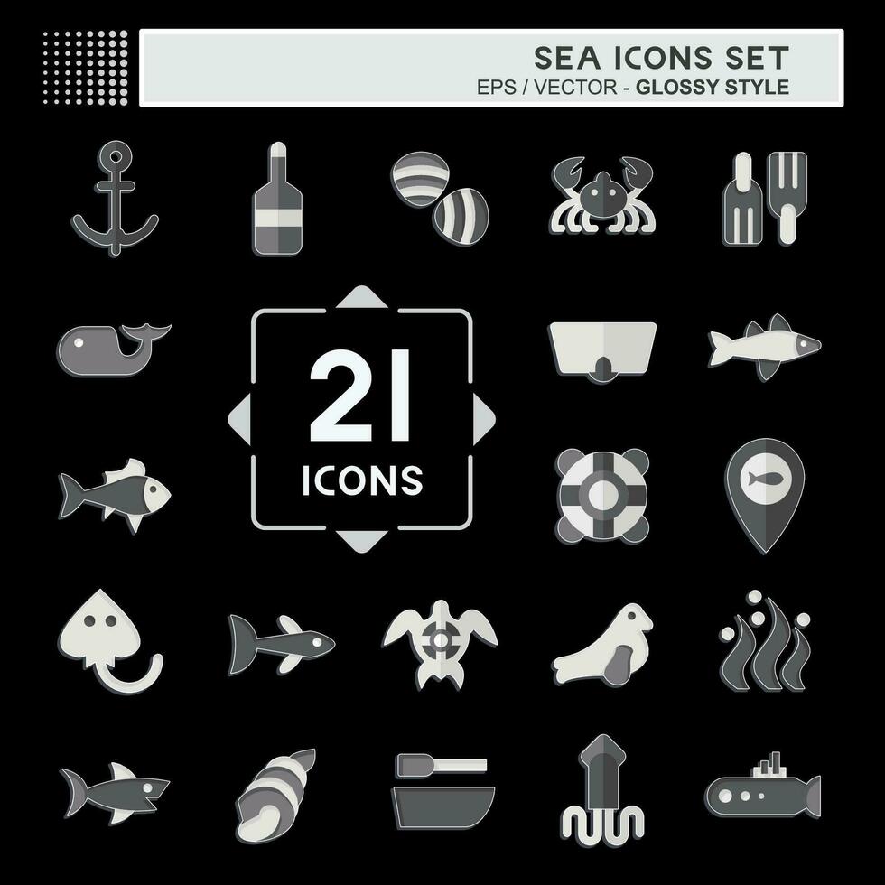 Icon Set Sea. related to Education symbol. glossy style. simple design editable. simple illustration vector