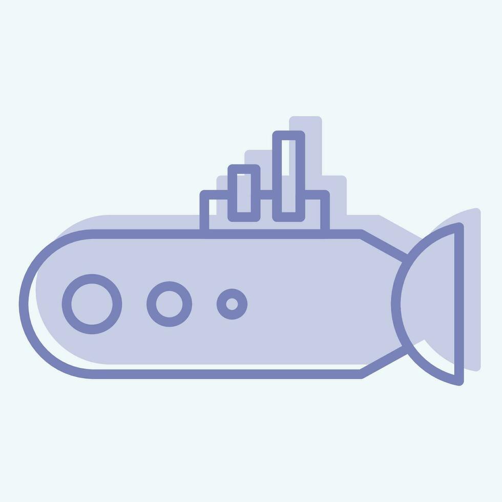 icono submarino. relacionado a mar símbolo. dos tono estilo. sencillo diseño editable. sencillo ilustración vector