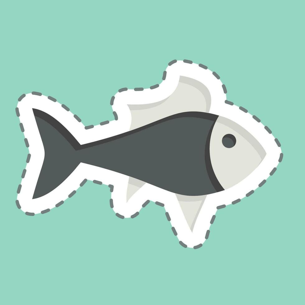 Sticker line cut Guppy. related to Sea symbol. simple design editable. simple illustration vector