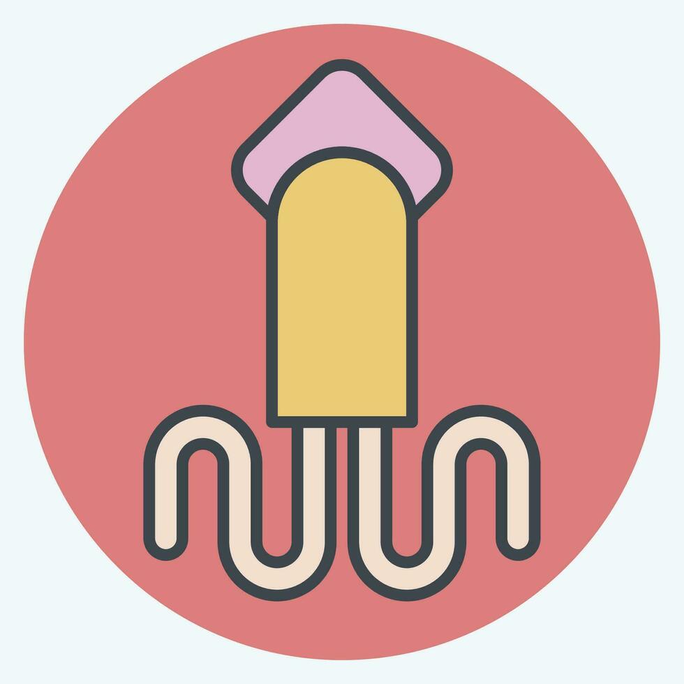 Icon Squid. related to Sea symbol. color mate style. simple design editable. simple illustration vector