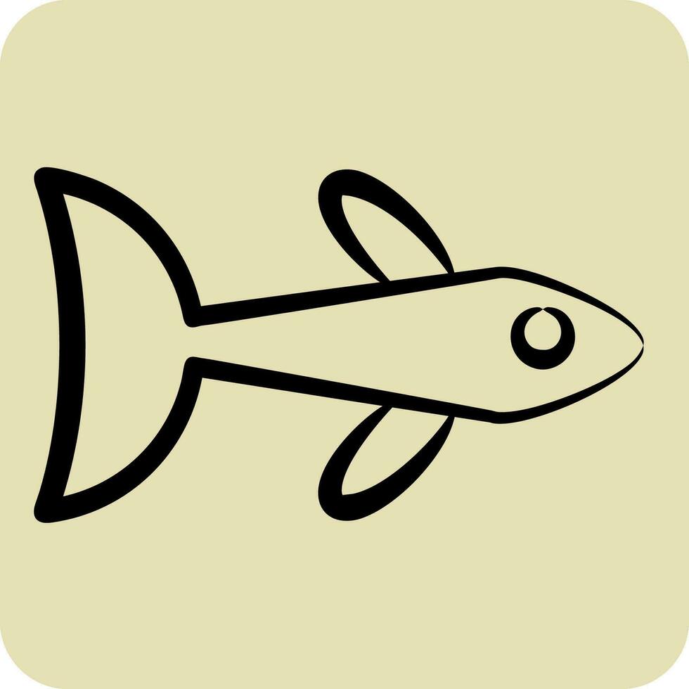 Icon Neon Tetra. related to Sea symbol. hand drawn style. simple design editable. simple illustration vector