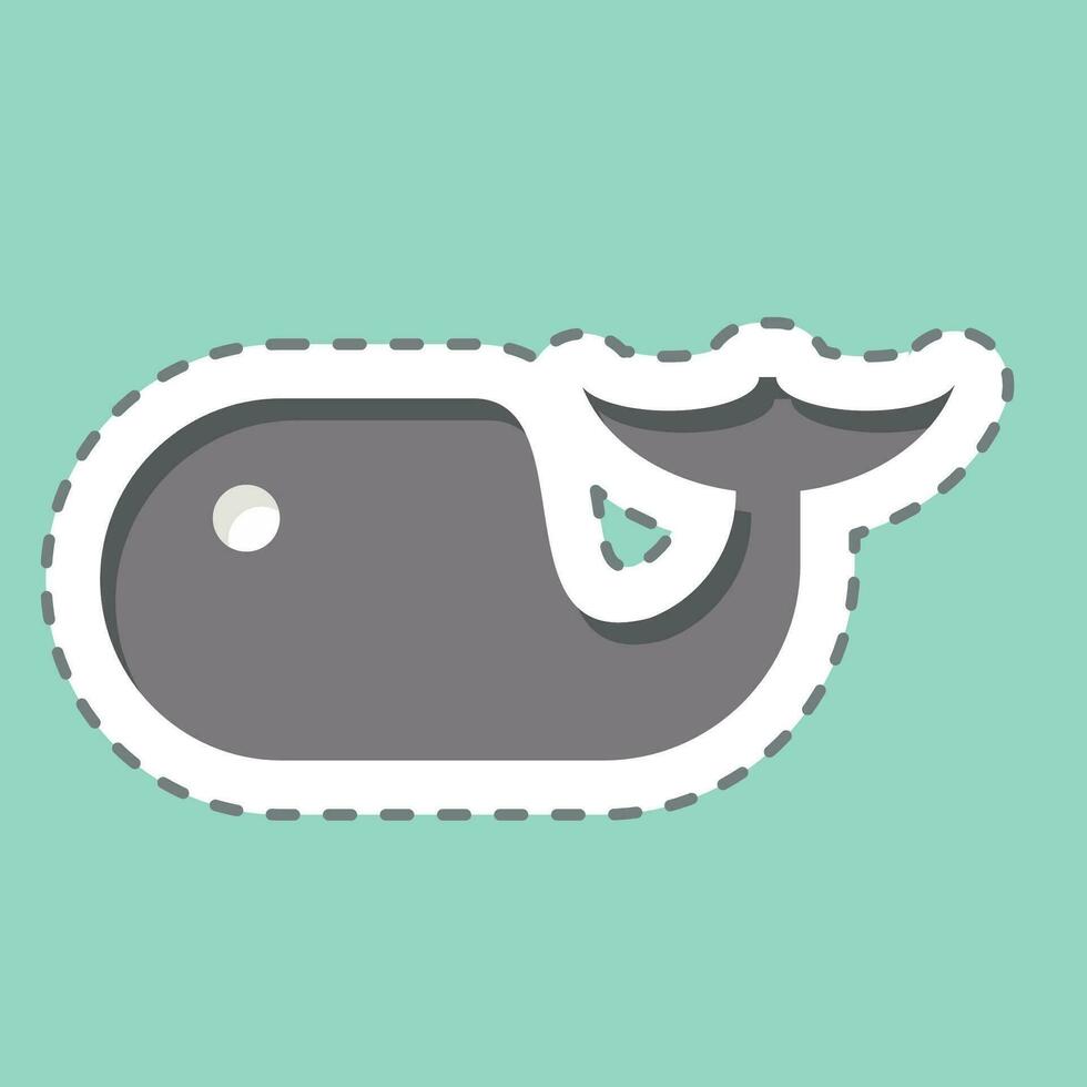 Sticker line cut Dolphin. related to Sea symbol. simple design editable. simple illustration vector