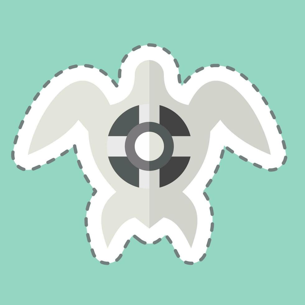 Sticker line cut Sea Turtle. related to Sea symbol. simple design editable. simple illustration vector