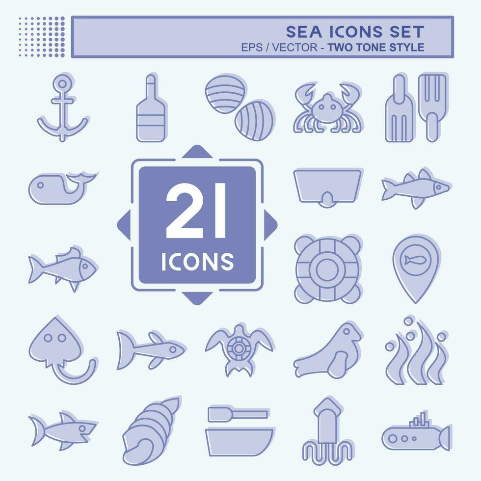 Icon Set Sea. related to Education symbol. two tone style. simple design editable. simple illustration vector