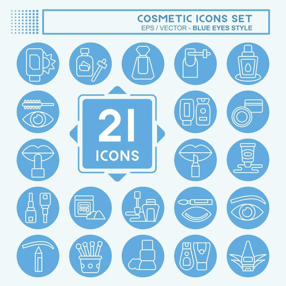Icon Set Cosmetic. related to Beautiful symbol. blue eyes style. simple design editable. simple illustration vector