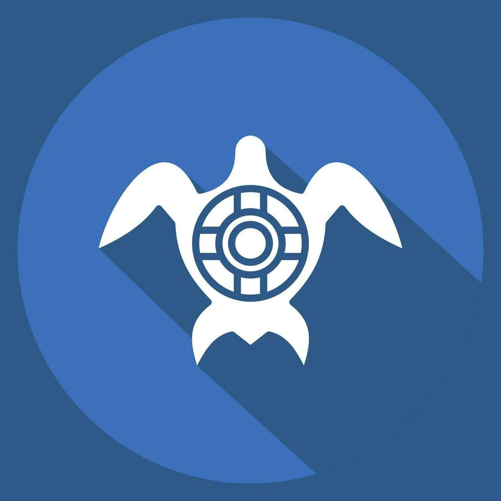 Icon Sea Turtle. related to Sea symbol. long shadow style. simple design editable. simple illustration vector