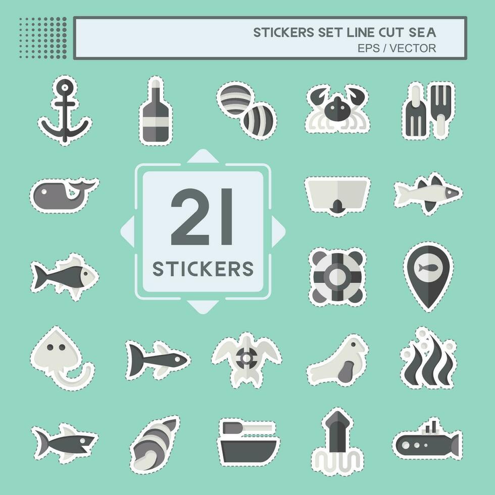 Sticker line cut Set Sea. related to Education symbol. simple design editable. simple illustration vector