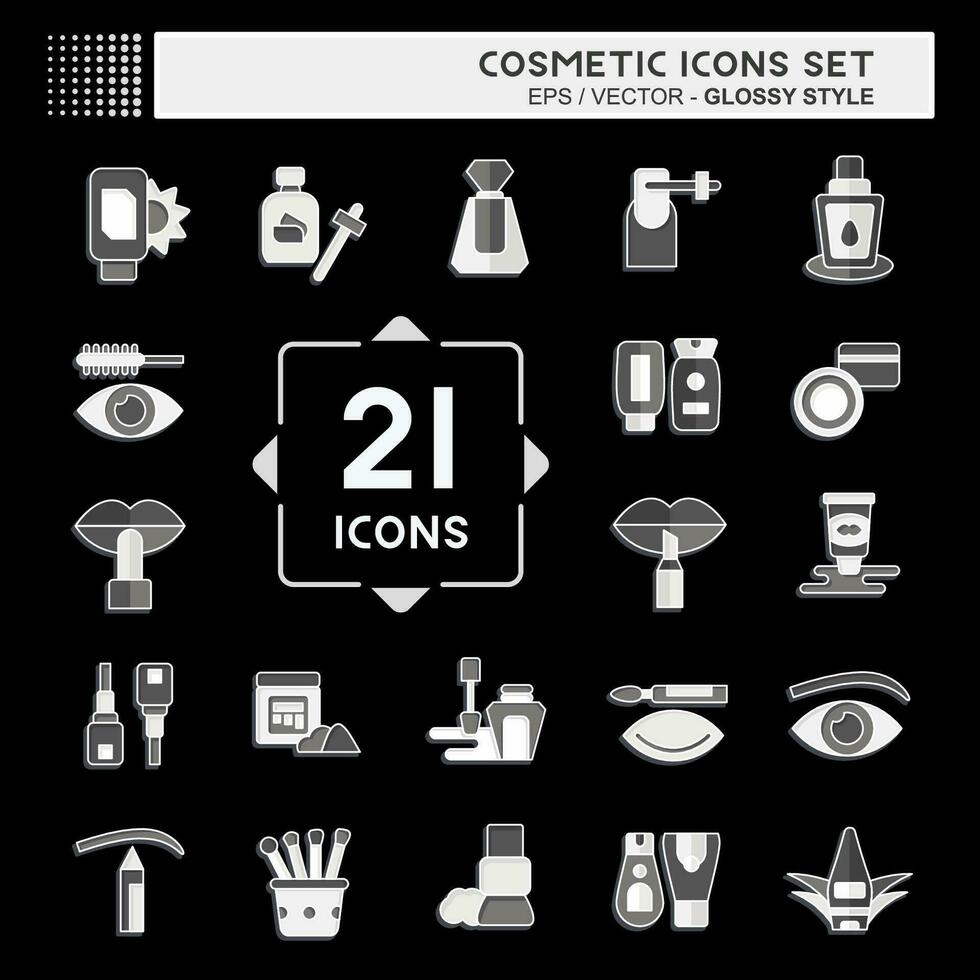 Icon Set Cosmetic. related to Beautiful symbol. glossy style. simple design editable. simple illustration vector