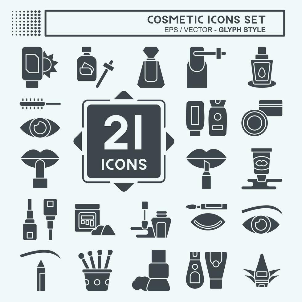 Icon Set Cosmetic. related to Beautiful symbol. glyph style. simple design editable. simple illustration vector