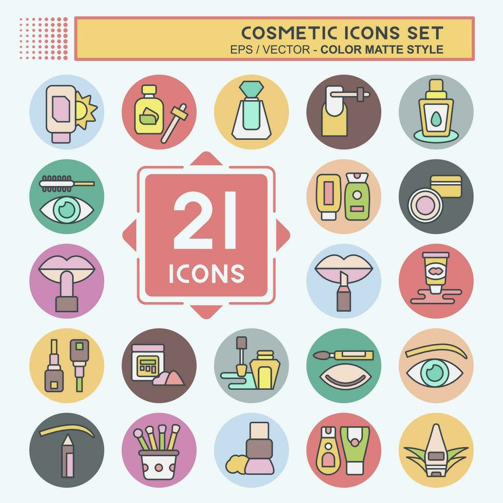 Icon Set Cosmetic. related to Beautiful symbol. color mate style. simple design editable. simple illustration vector