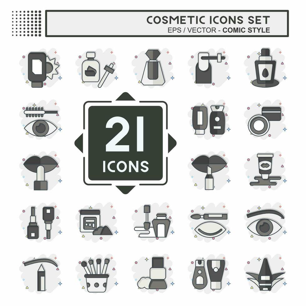 Icon Set Cosmetic. related to Beautiful symbol. comic style. simple design editable. simple illustration vector