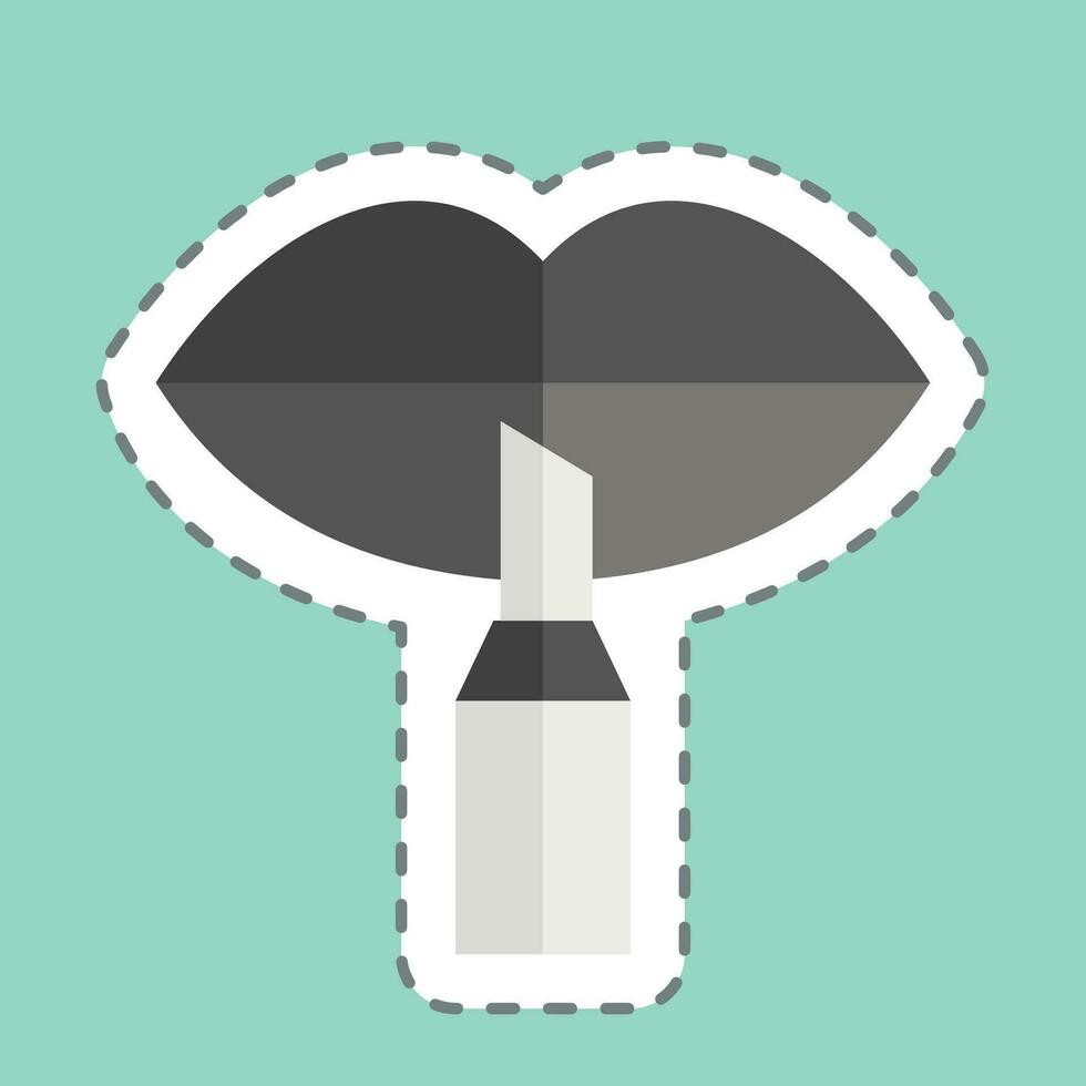 Sticker line cut Lip Liner. related to Cosmetic symbol. simple design editable. simple illustration vector