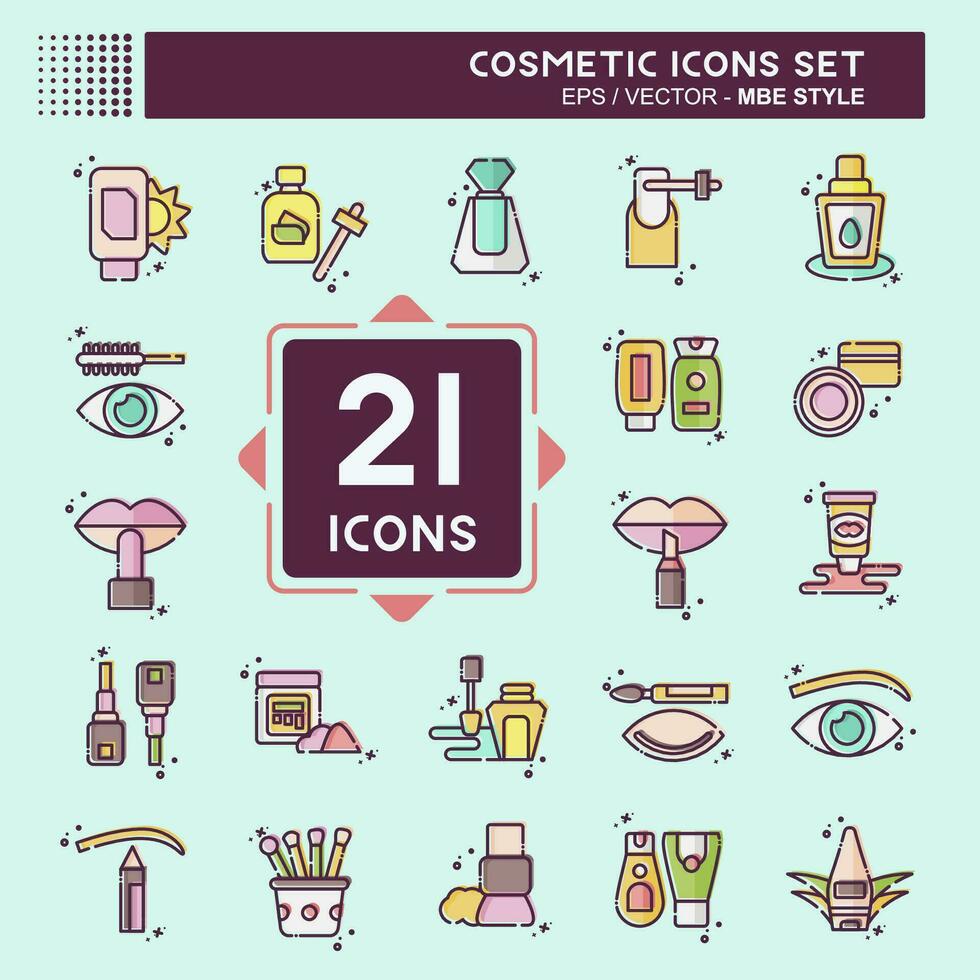 Icon Set Cosmetic. related to Beautiful symbol. MBE style. simple design editable. simple illustration vector