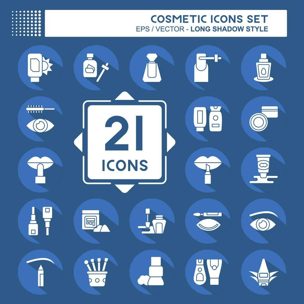 Icon Set Cosmetic. related to Beautiful symbol. long shadow style. simple design editable. simple illustration vector