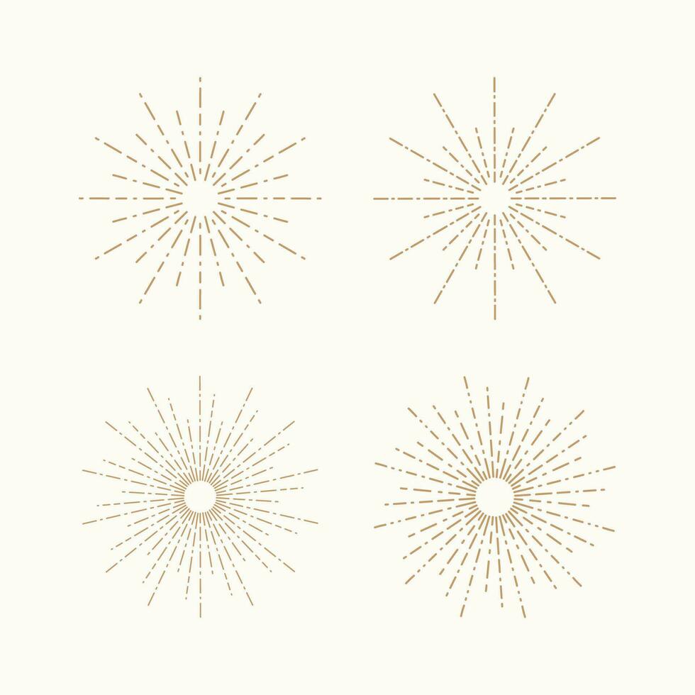 Sunburst or firework explosion set isolated vector illustration.