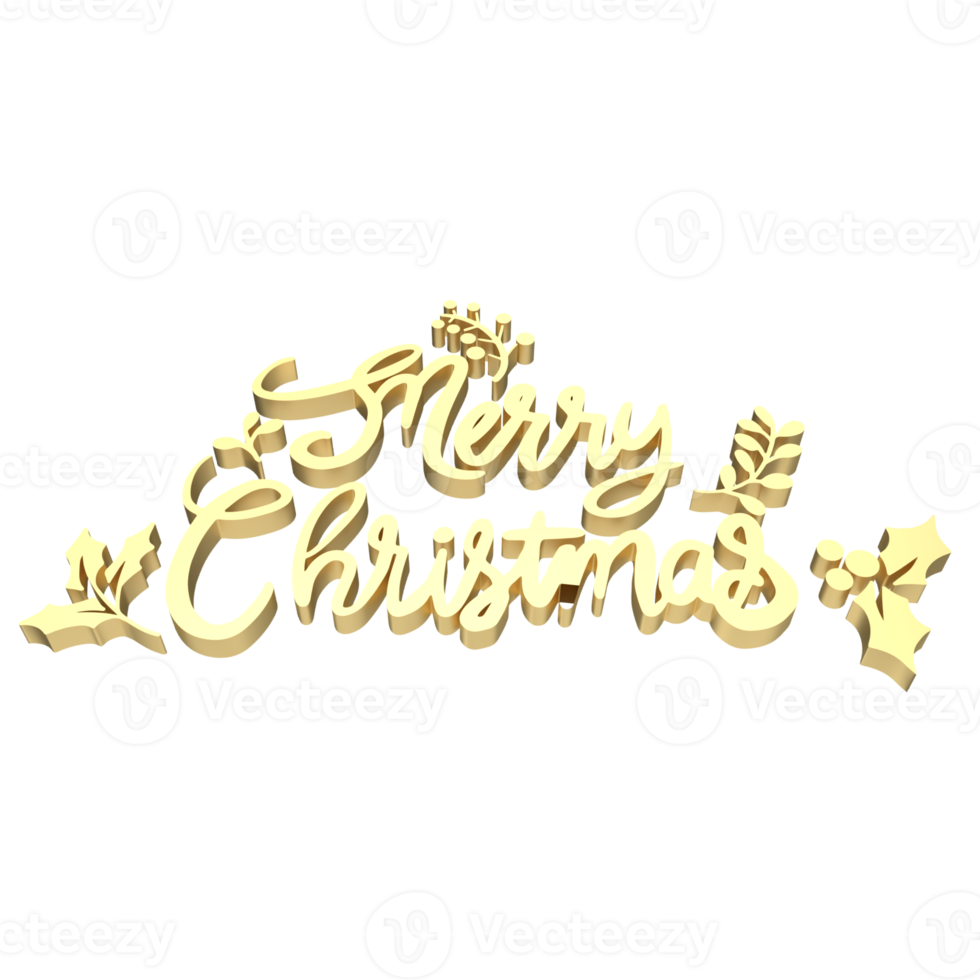 The Gold text  for Christmas or Holiday concept 3d rendering png