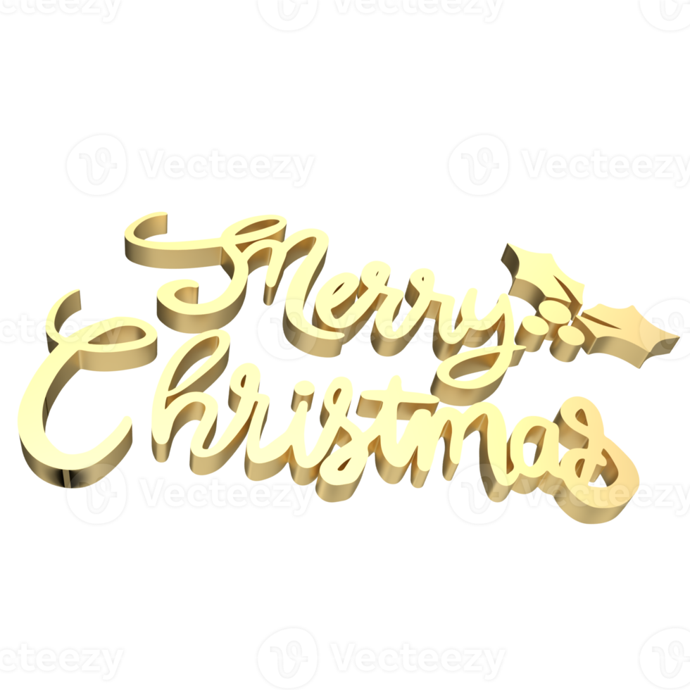 The Gold text  for Christmas or Holiday concept 3d rendering png
