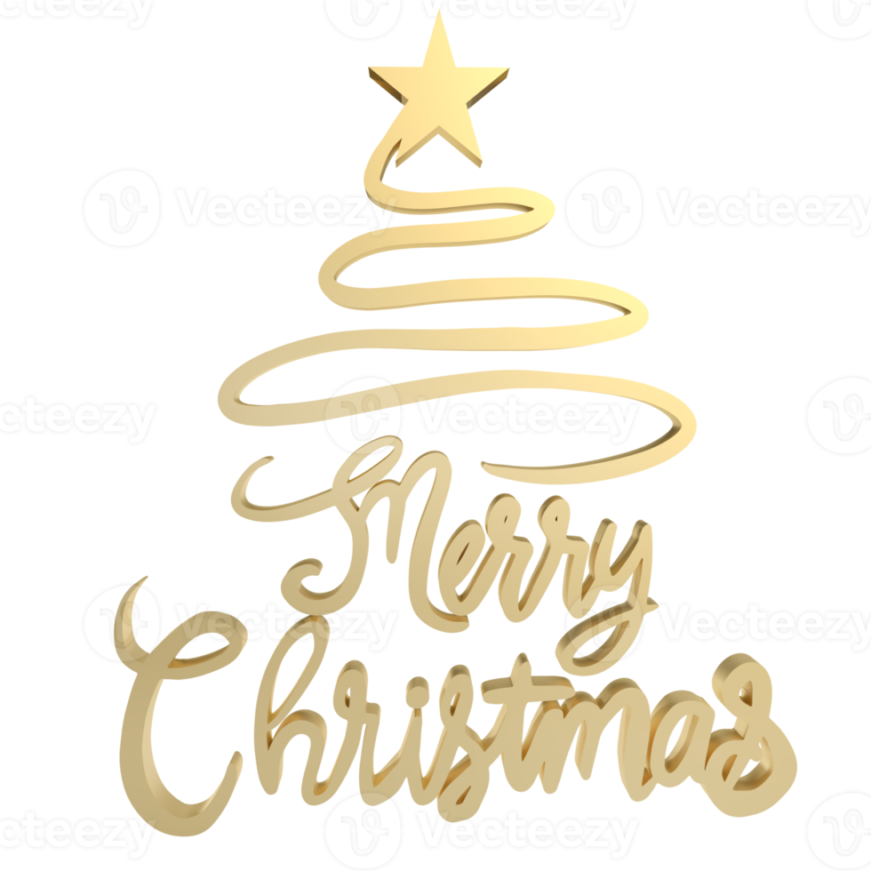The Gold text  for Christmas or Holiday concept 3d rendering png