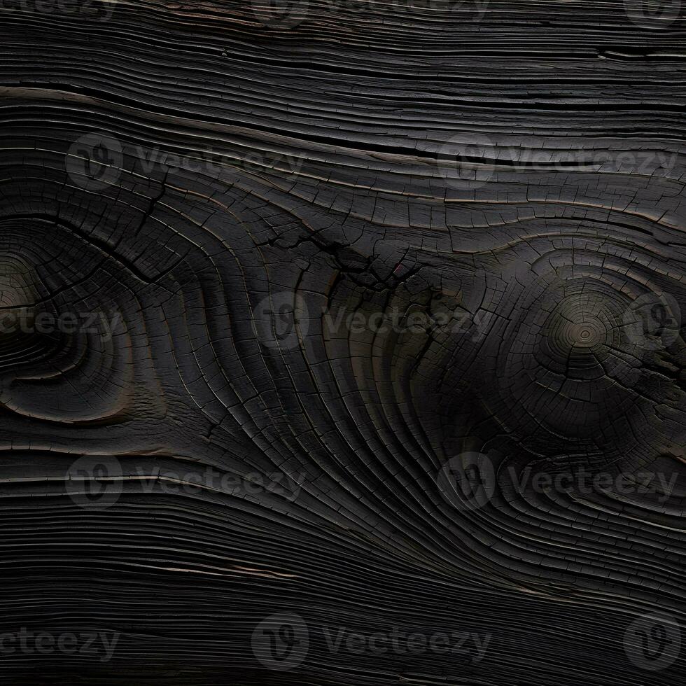 AI generated Textured black wood grunge background photo
