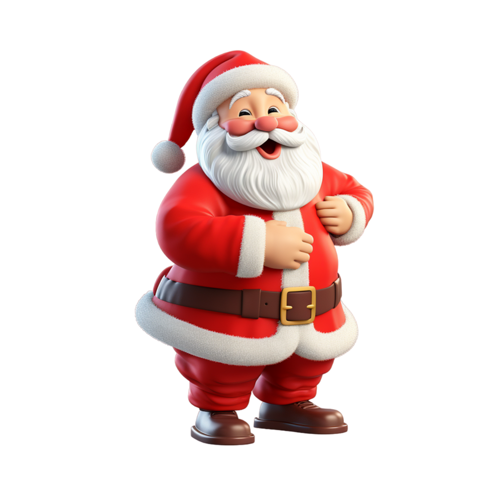 AI generated cute 3d christmas cartoon santa claus on transparent background png