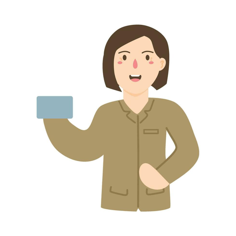working in office holding papers vector