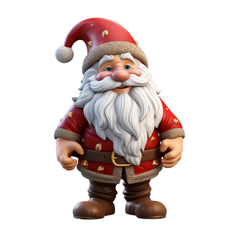 AI generated There is a very cute santa claus statue with a big beard png