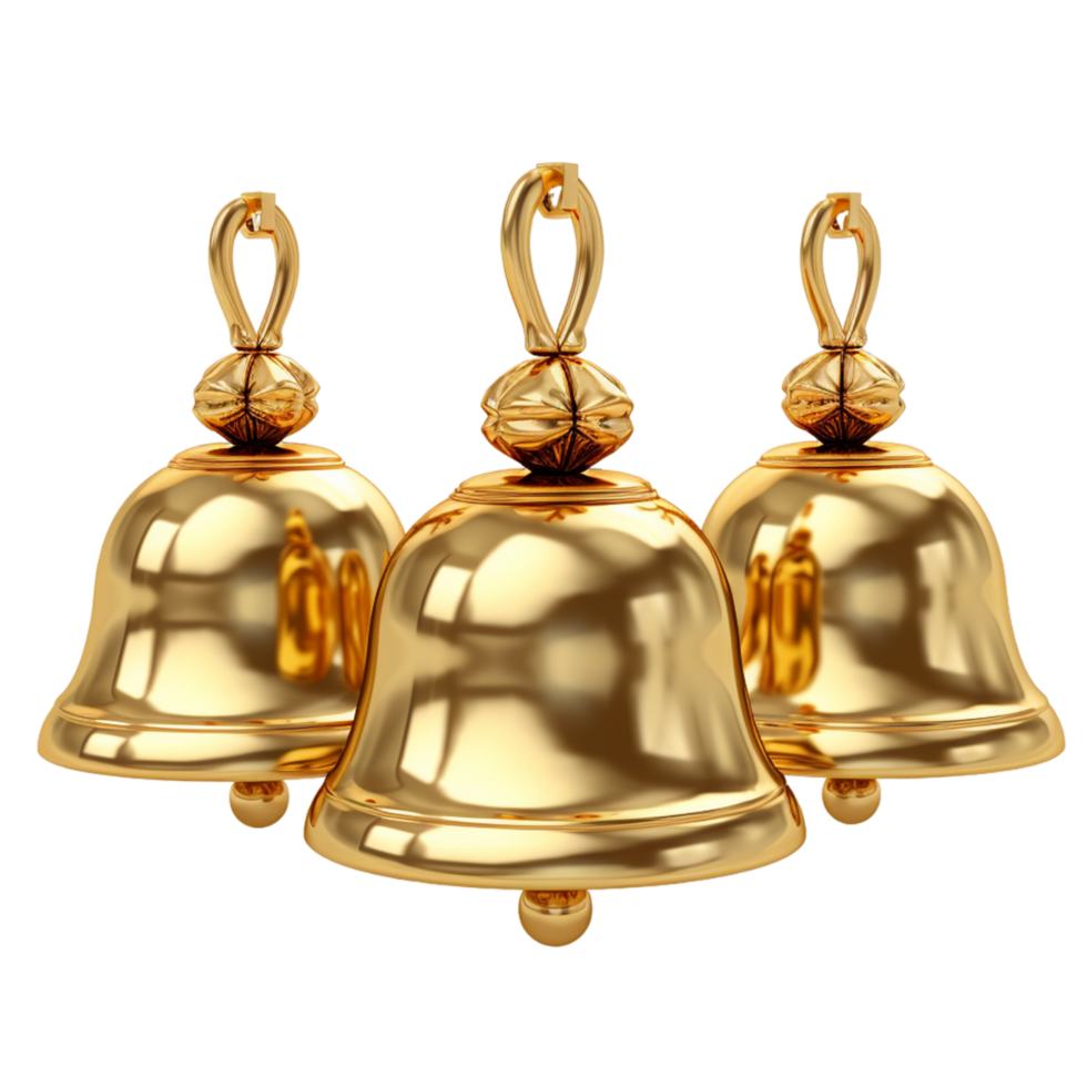 AI generated 3d render of golden bell with merry christmas 35135624 PNG