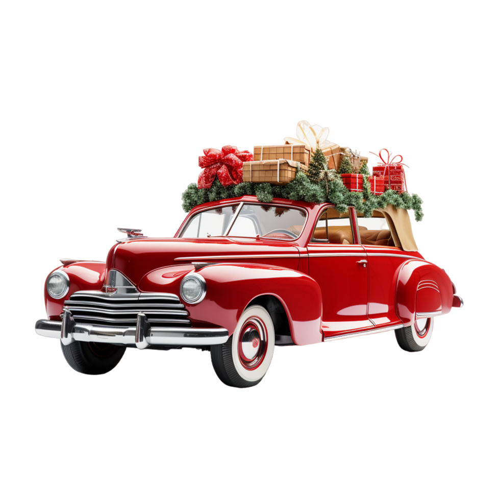 AI generated Cute christmas car png