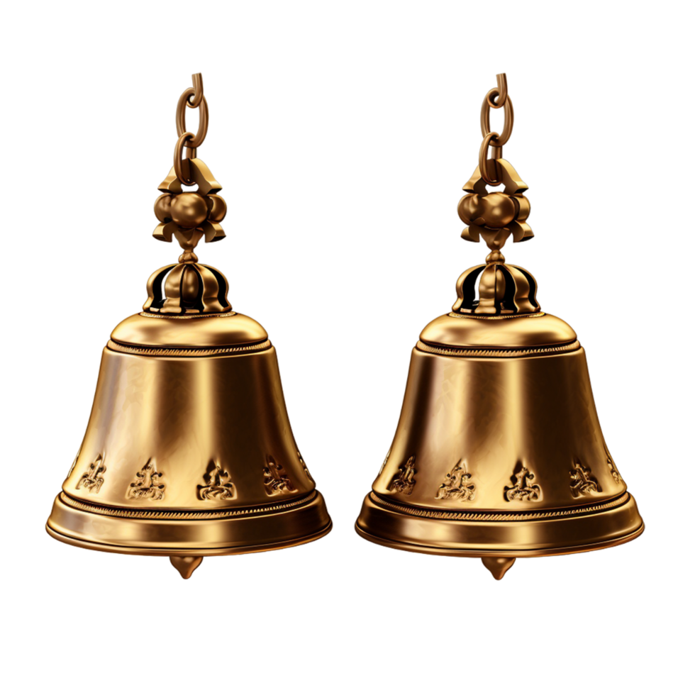 AI generated 3d Gold Bell png