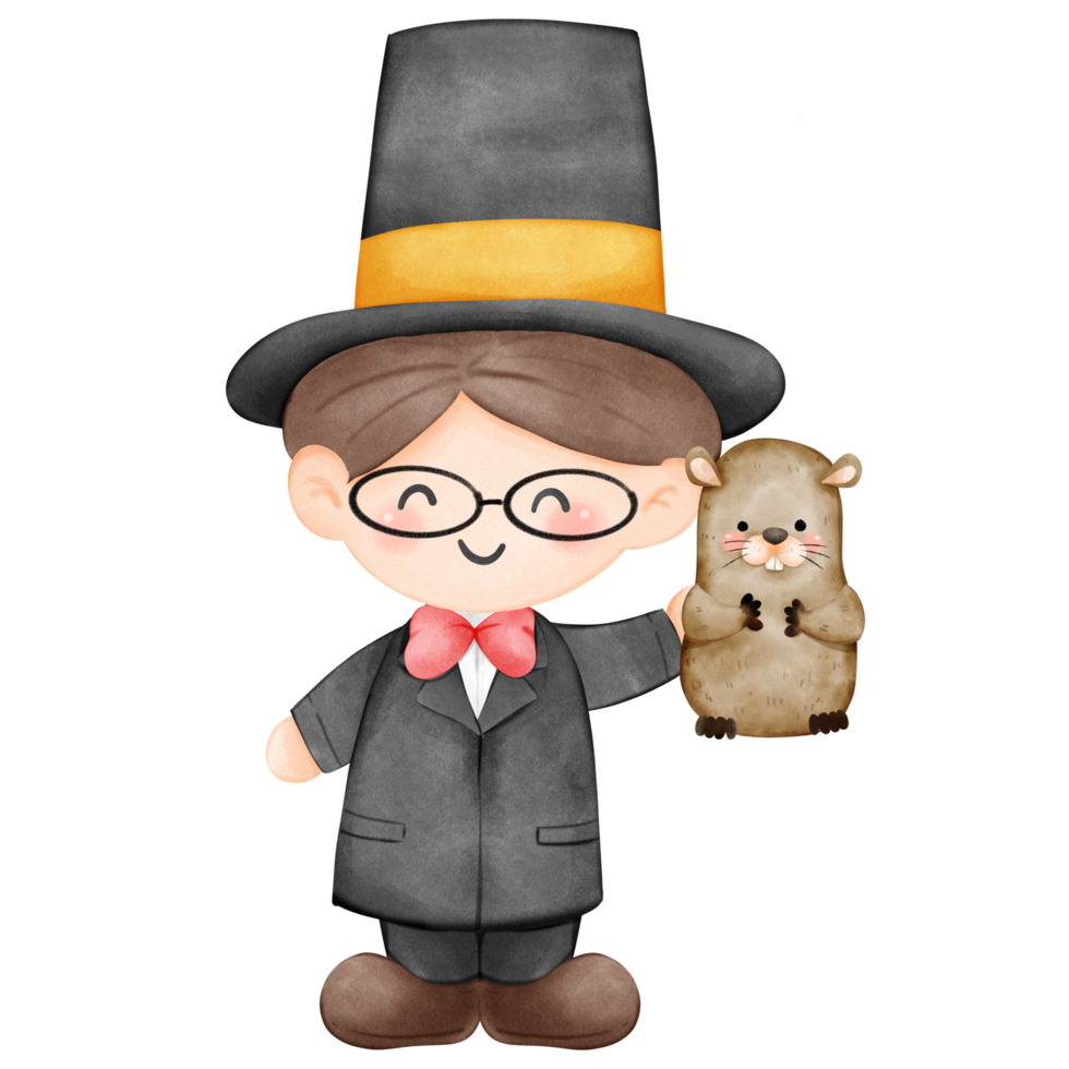 Smiling gentleman showing a groundhog png