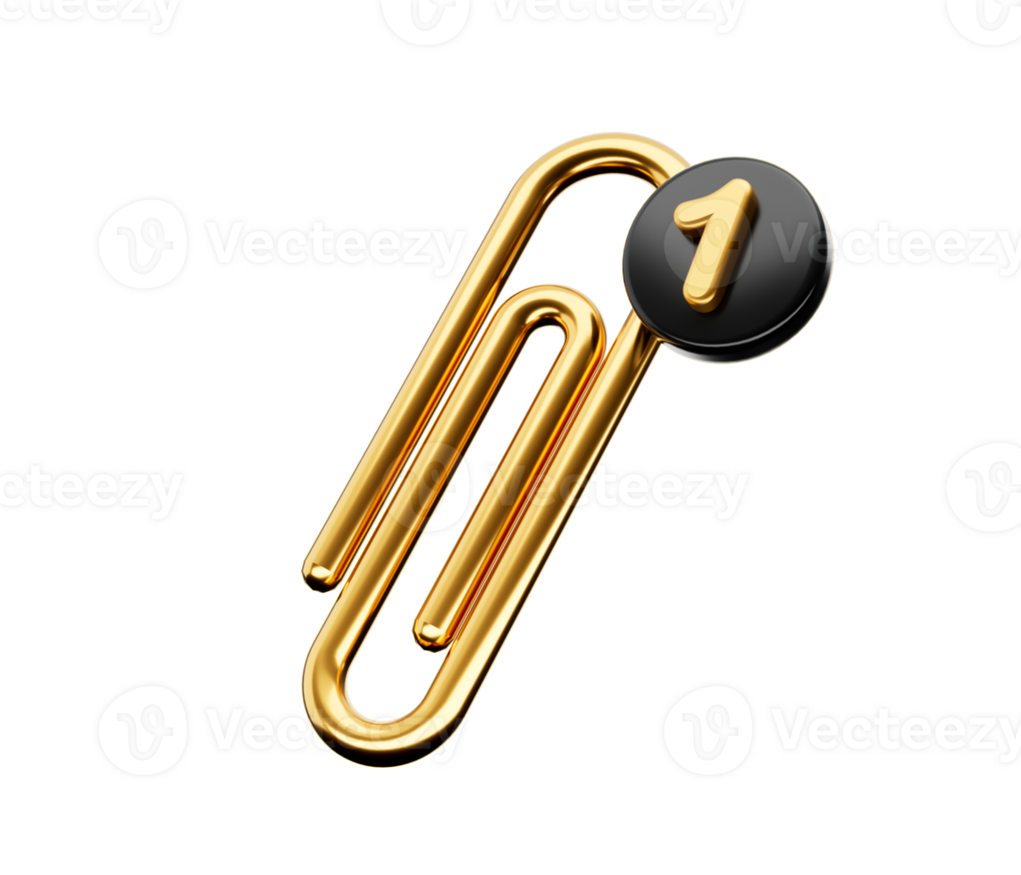 One Attachment icon. Paperclip . Tool for paper and document 3D illustration. png