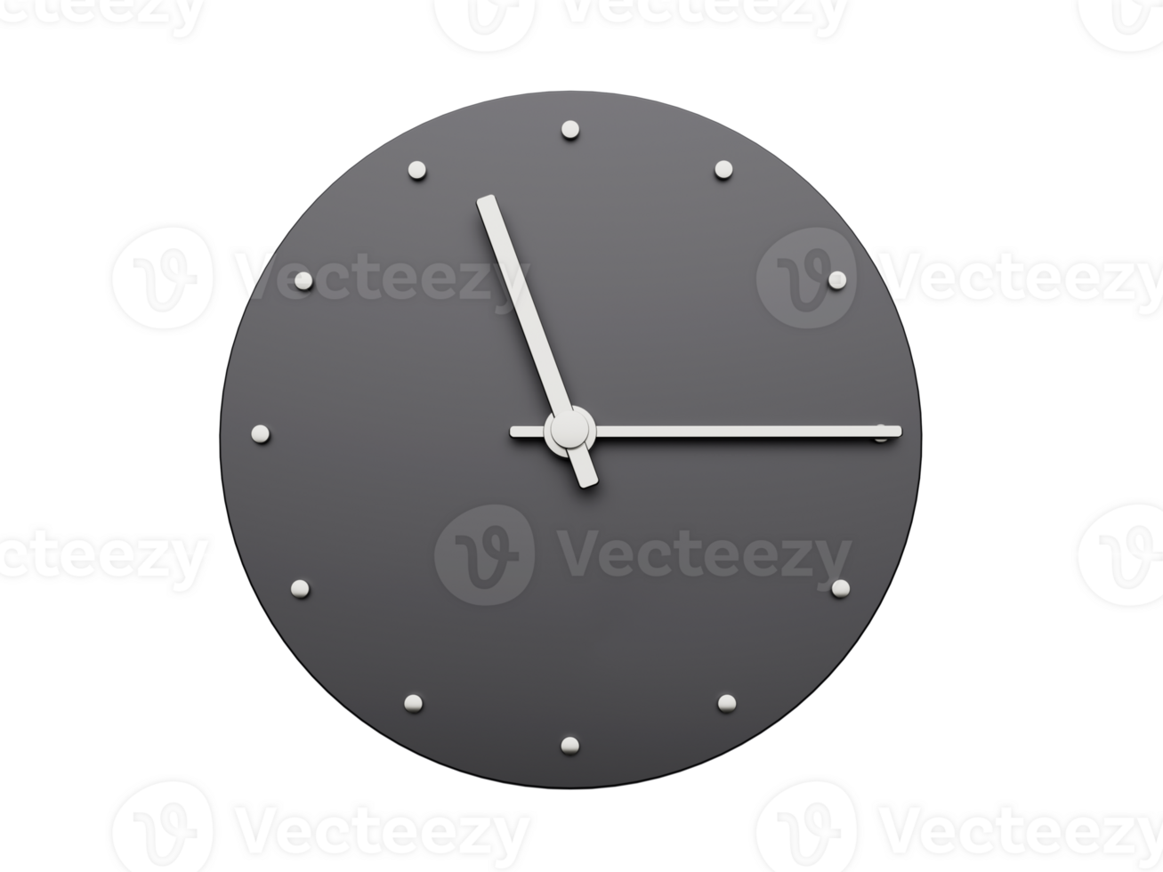 Simple clock gray quarter past eleven. Time is eleven fifteen o clock