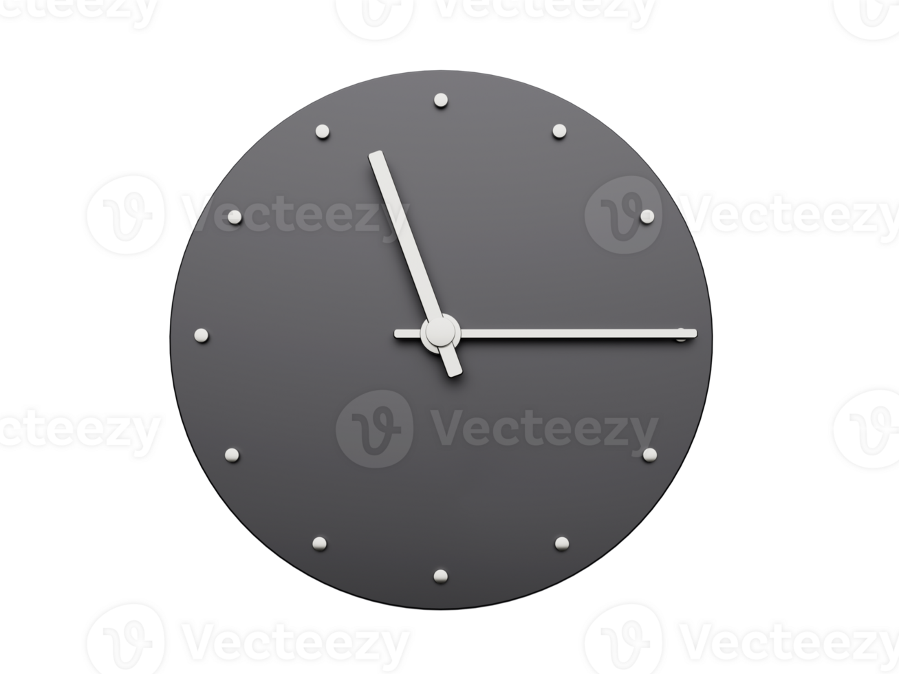 gemakkelijk klok grijs kwartaal Verleden elf. tijd is elf vijftien O klok. modern minimaal klok. 3d illustratie png