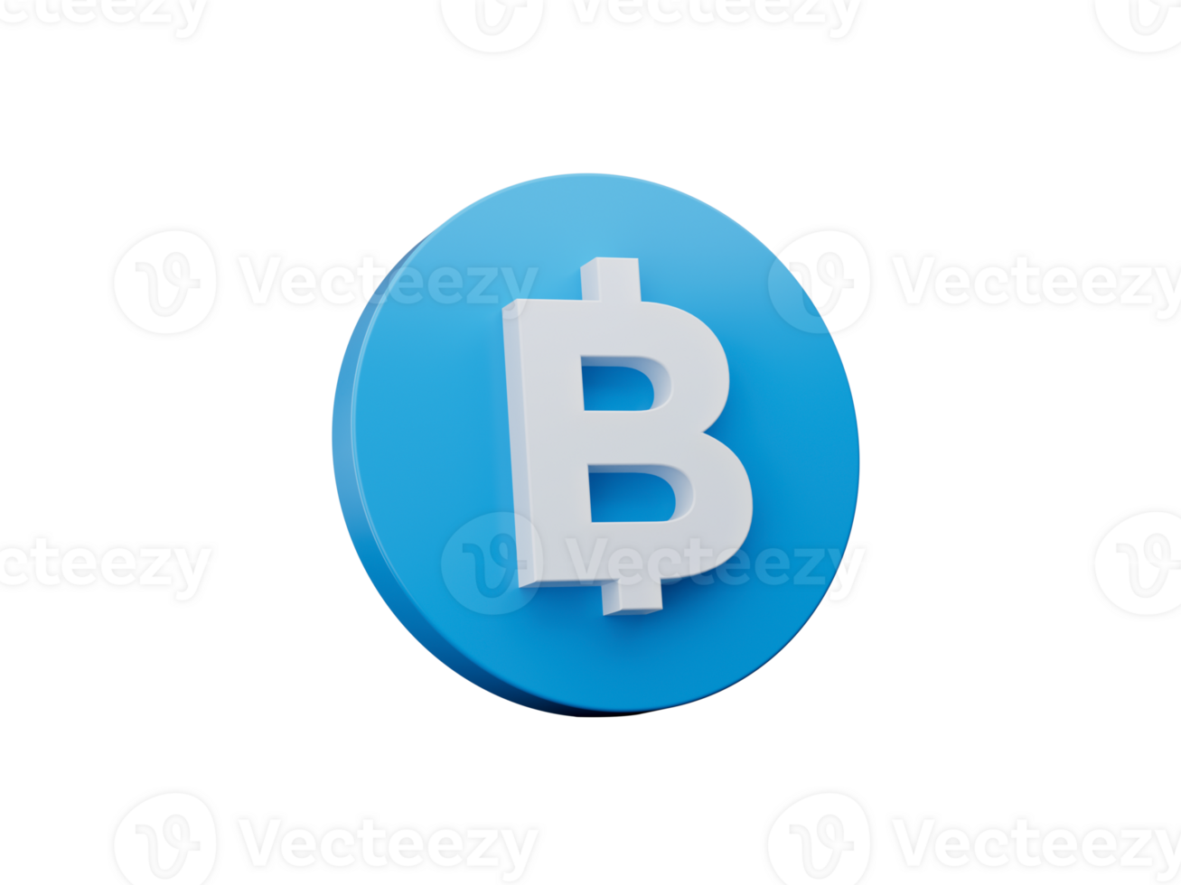 3d White Thailand Baht Symbol With Rounded Blue Icon , 3d illustration png