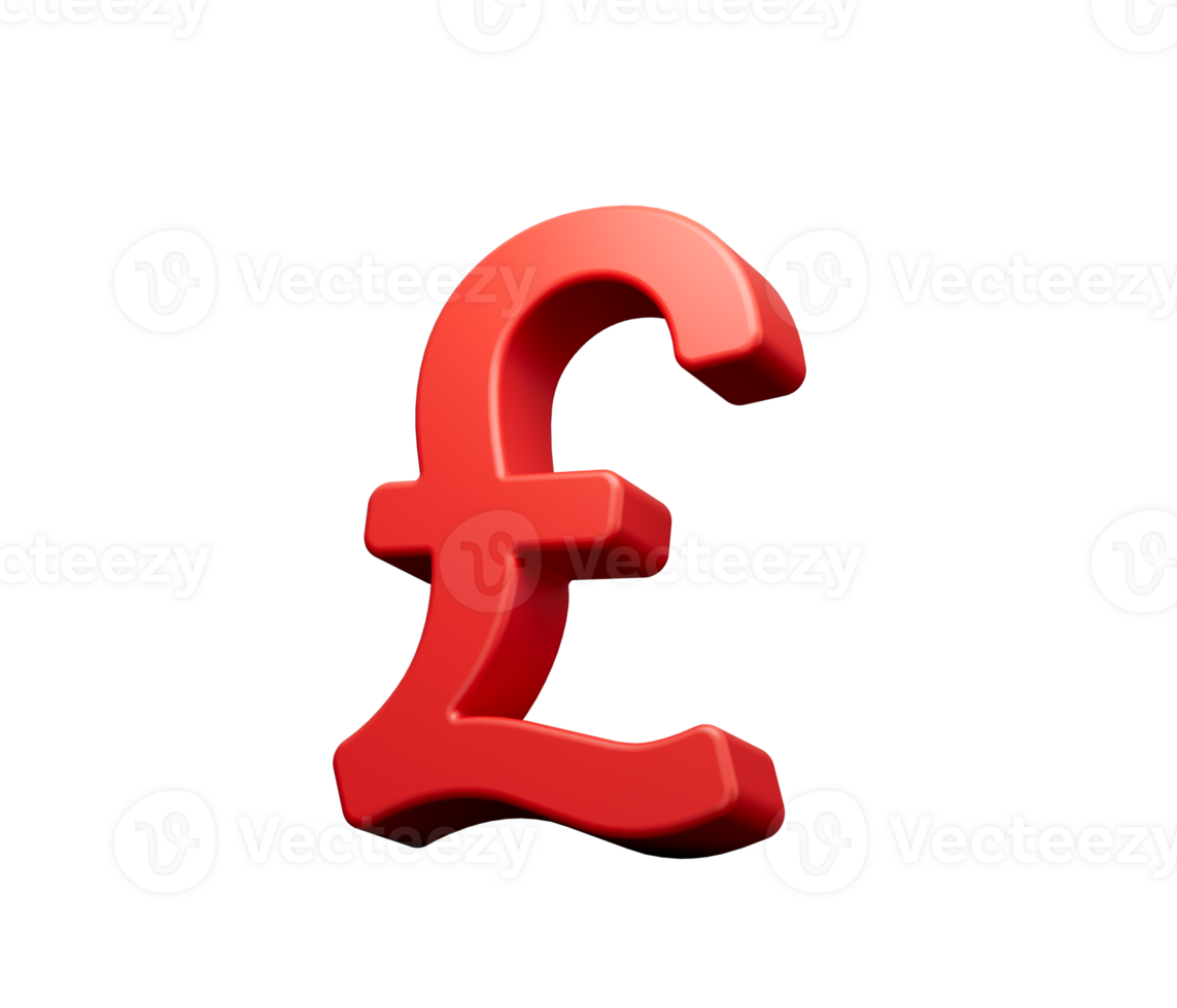 Red Pound 3d symbol  3d illustration png