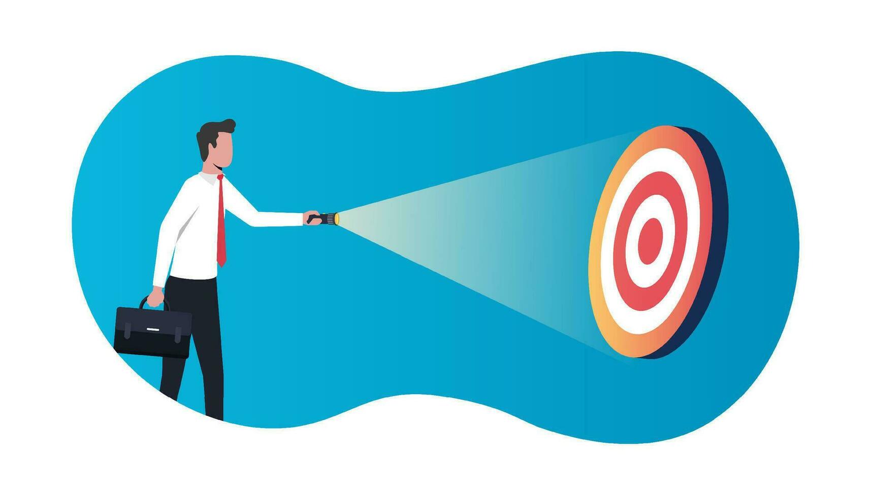 Businessman hold flashlight to search or reveal hide business target, Guidance in finding to next goal of business vector